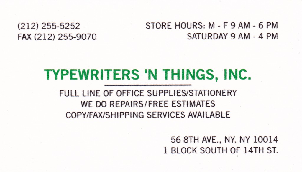 Business Card - Typewriters